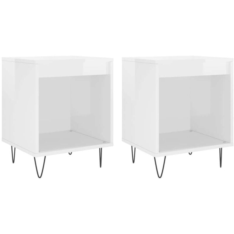 Tables de chevet 2 pcs blanc brillant 40x35x50 cm Vidaxl