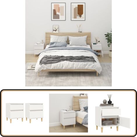 Tables de chevet 2 pcs Blanc 40x35x50 cm - Table De Chevet - Meuble De Chambre - Commode - Rangement - Bois D'ingénierie