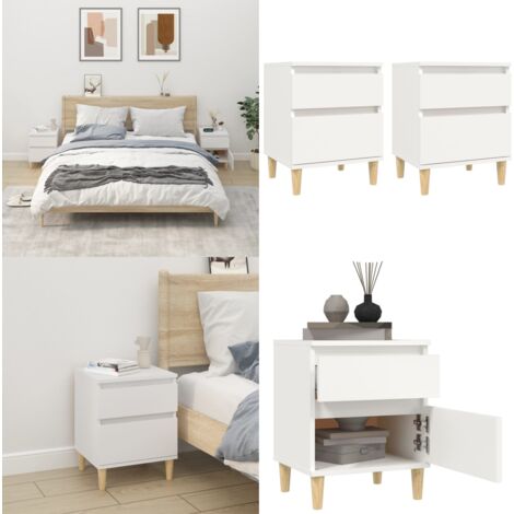 Tables de chevet 2 pcs Blanc 40x35x50 cm - Table De Chevet - Meuble De Chambre - Commode - Rangement - Bois D'ingénierie - Home & Living