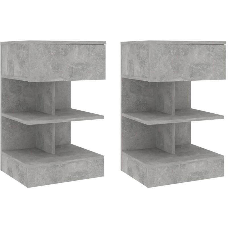 Réglez 2 tables de chevet avec tiroir et 4 dysparts ouverts Design moderne diverses couleurs Couleur : Ciment