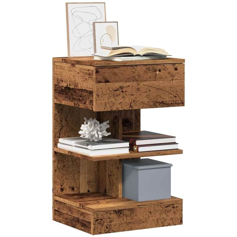 Tables de chevet 2 pcs vieux bois 40x35x65 cm bois d'ingénierie - Vidaxl