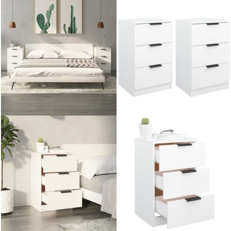Tables de chevet 2 pcs Blanc 40x36x65 cm - Table De Chevet - Meuble De Chambre - Armoire De Chevet - Commode - Design Moderne - Home & Living