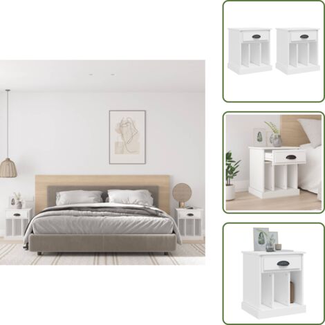 Tables de chevet 2 pcs blanc 43x36x50 cm - Table De Chevet - Meuble De Chambre - Mobilier Intérieur - Commode - Armoire D'appoint