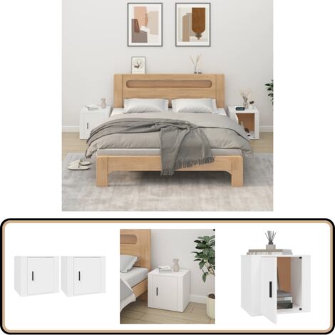 Tables de chevet 2 pcs Blanc 50x39x47 cm - Table De Chevet - Meuble De Chambre - Commode - Rangement - Bois D'ingénierie