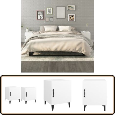 Tables de chevet 2 pcs Blanc Bois d'ingénierie - Table De Chevet - Meuble De Chambre - Table Nuit - Mobilier Blanc - Meuble Design