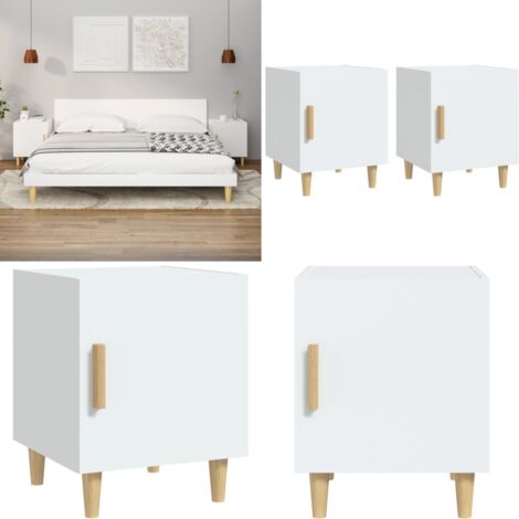 Tables de chevet 2 pcs Blanc Bois d'ingénierie - Table De Chevet - Meuble De Chambre - Table Nuit - Mobilier Blanc - Meuble Design - Home & Living