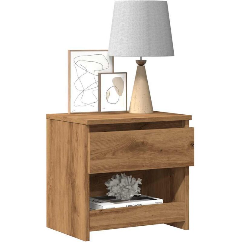 Table de chevet chêne artisanal 40x30x39 cm bois d'ingénierie - Vidaxl