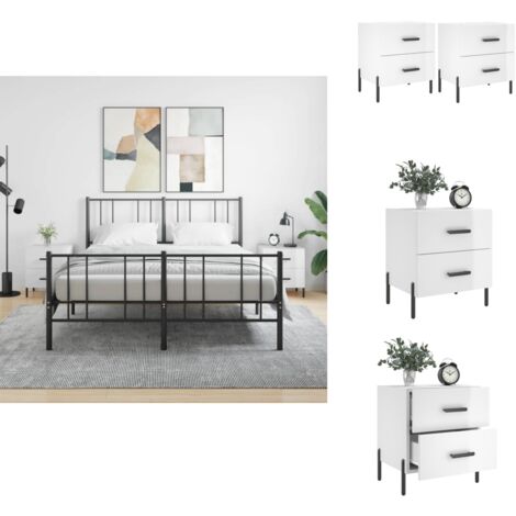 Tables de chevet 2 pcs blanc brillant 40x35x47,5 cm - Table De Chevet - Meuble De Chambre - Armoire De Chevet - Commode - Design Moderne
