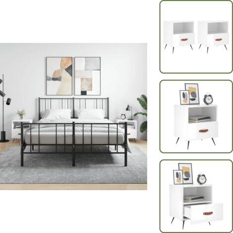 Tables de chevet 2 pcs blanc brillant 40x35x47,5 cm - Table De Chevet - Meuble De Chambre - Armoire De Chevet - Commode - Design Moderne