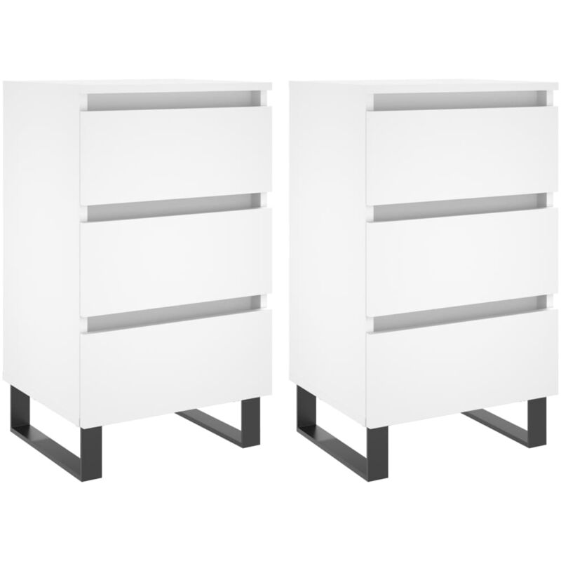 Tables de chevet 2 pcs blanc 40x35x69 cm bois d'ingénierie Vidaxl