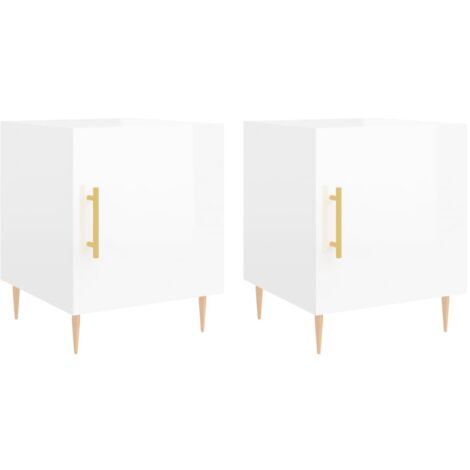 Tables de chevet 2 pcs blanc brillant 40x40x50