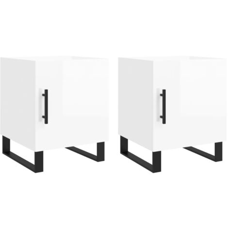 Tables de chevet 2 pcs blanc brillant 40x40x50 cm