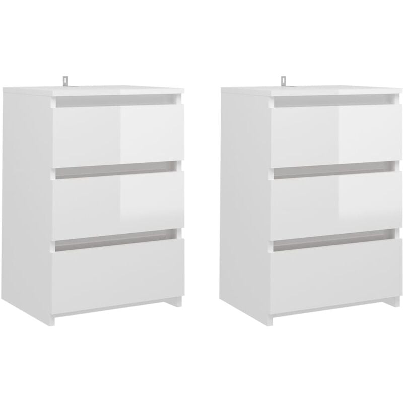 Tables de chevet 2 pcs Blanc brillant 40x35x62,5 cm Aggloméré Vidaxl