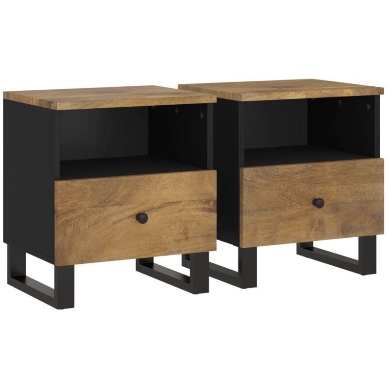 Tables de chevet 2 pcs Bois de manguier solide et d'ingénierie Vidaxl