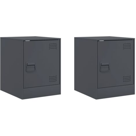 Tables de chevet 2 pcs  Cabinet de chevet  Table de nuit anthracite 34,5x39x44 cm acier