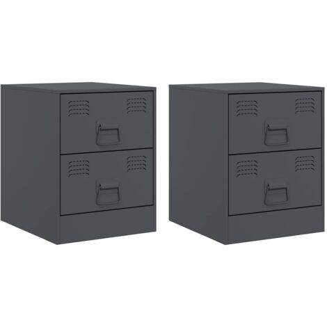 Tables de chevet 2 pcs  Cabinet de chevet  Table de nuit anthracite 34,5x39x44 cm acier