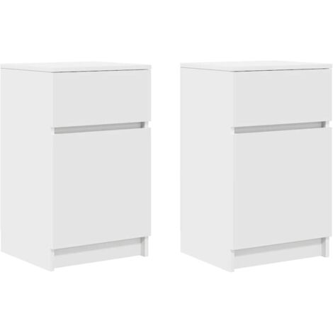 Tables de chevet 2 pcs  Cabinet de chevet  Table de nuit blanc 39x35x65 cm bois d’ingénierie