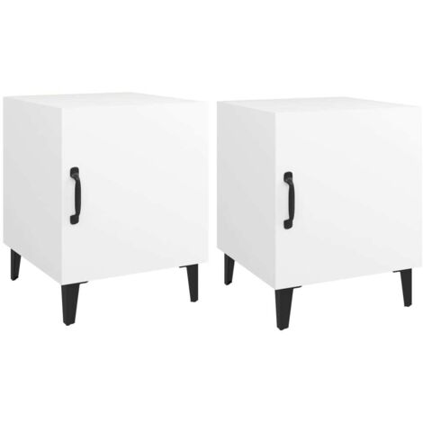 Tables de chevet 2 pcs Cabinet de chevet Table de nuit Blanc Bois d'ingénierie