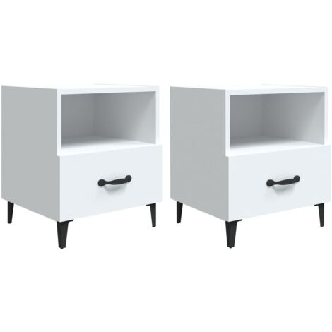 Tables de chevet 2 pcs Cabinet de chevet Table de nuit Blanc Bois d'ingénierie