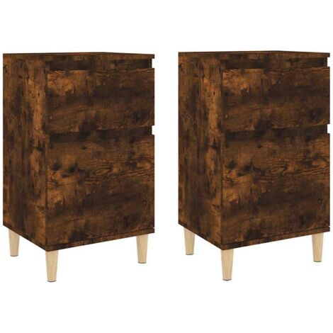 Tables de chevet 2 pcs  Cabinet de chevet  Table de nuit chêne fumé 40x35x70 cm