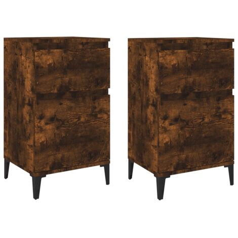 Tables de chevet 2 pcs  Cabinet de chevet  Table de nuit chêne fumé 40x35x70 cm