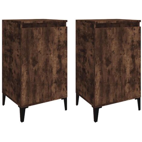 Tables de chevet 2 pcs  Cabinet de chevet  Table de nuit chêne fumé 40x35x70 cm bois d'ingénierie