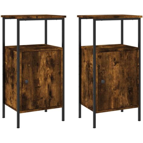 Tables de chevet 2 pcs Cabinet de chevet Table de nuit chêne fumé 41x31x80 cm bois ingénierie