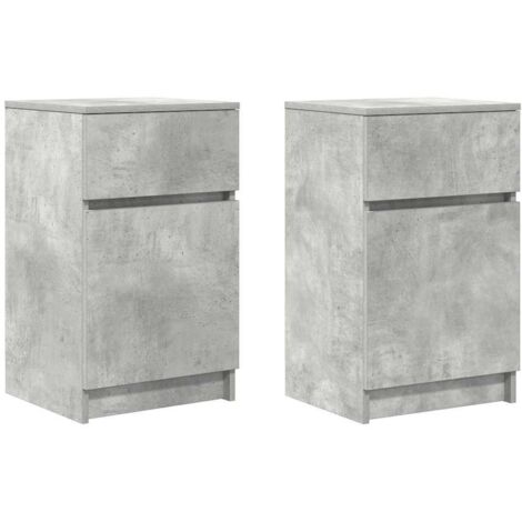 Tables de chevet 2 pcs  Cabinet de chevet  Table de nuit gris béton 39x35x65 cm bois ingénierie