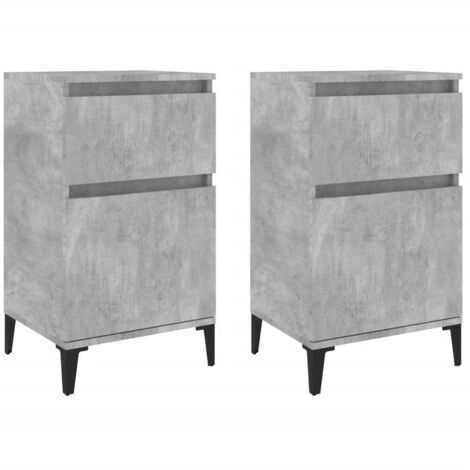 Tables de chevet 2 pcs  Cabinet de chevet  Table de nuit gris béton 40x35x70 cm