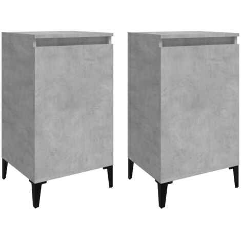 Tables de chevet 2 pcs  Cabinet de chevet  Table de nuit gris béton 40x35x70 cm bois d'ingénierie