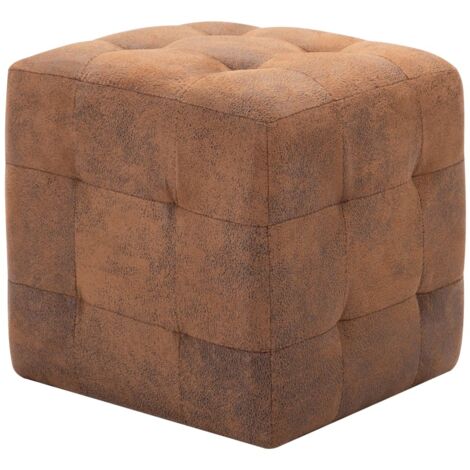 Tables de chevet 2 pcs  Cabinet de chevet  Table de nuit Marron 30x30x30 cm Similicuir daim