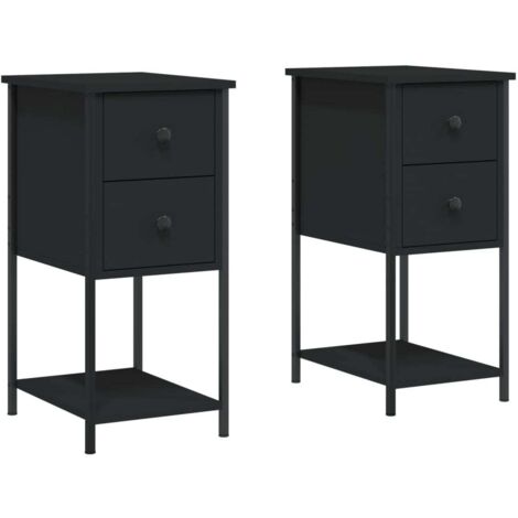 Tables de chevet 2 pcs  Cabinet de chevet  Table de nuit noir 32x42x70 cm bois d'ingénierie