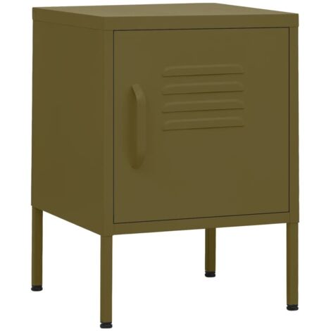 Tables de chevet 2 pcs Cabinet de chevet Table de nuit Vert olive 35x35x51 cm Acier