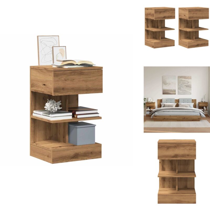Tables de chevet 2 pcs chêne artisanal 40x35x65 cm - Table De Chevet - Tables De Chevet - Meuble De Chevet - Armoire De Chevet
