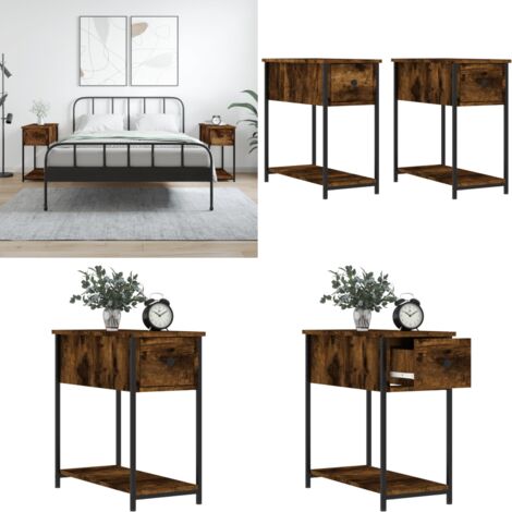 Tables de chevet 2 pcs chêne fumé 30x60x60 cm bois d'ingénierie - Table De Chevet - Commode - Meuble De Chambre - Mobilier - Décoration Intérieure - Home & Living
