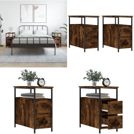 Tables de chevet 2 pcs chêne fumé 30x60x60 cm bois d'ingénierie - Table De Chevet - Commode - Mobilier De Chambre - Meuble De Rangement - Décoration Intérieure - Home & Living