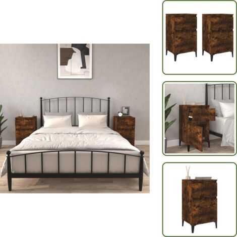 Tables de chevet 2 pcs chêne fumé 40x35x70 cm - Table De Chevet - Meuble De Chambre - Mobilier Intérieur - Commode - Armoire D'appoint