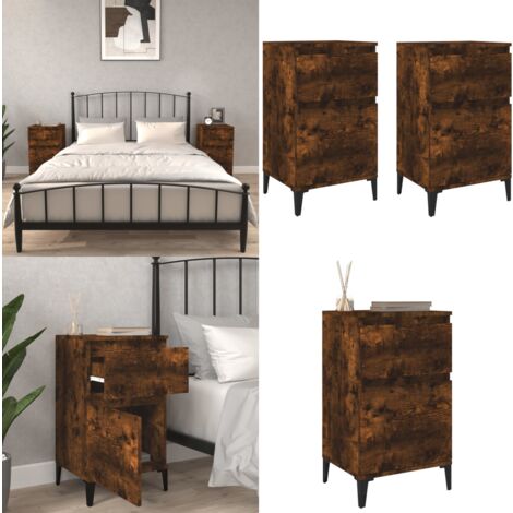 Tables de chevet 2 pcs chêne fumé 40x35x70 cm - Table De Chevet - Meuble De Chambre - Mobilier Intérieur - Commode - Armoire D'appoint - Home & Living