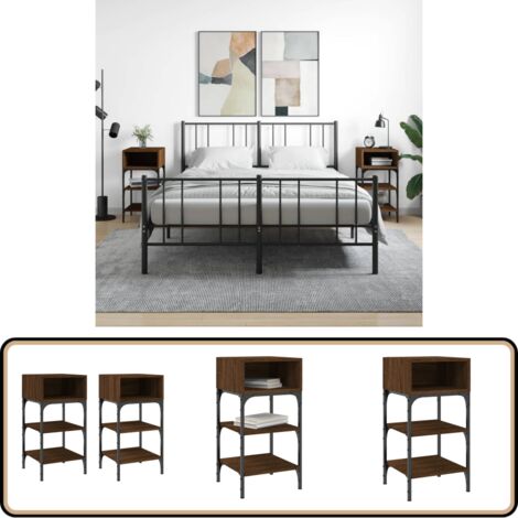 Tables de chevet 2 pcs chêne marron 35x34,5x70 cm - Table De Chevet - Meuble De Chambre - Commode - Armoire - Mobilier Intérieur