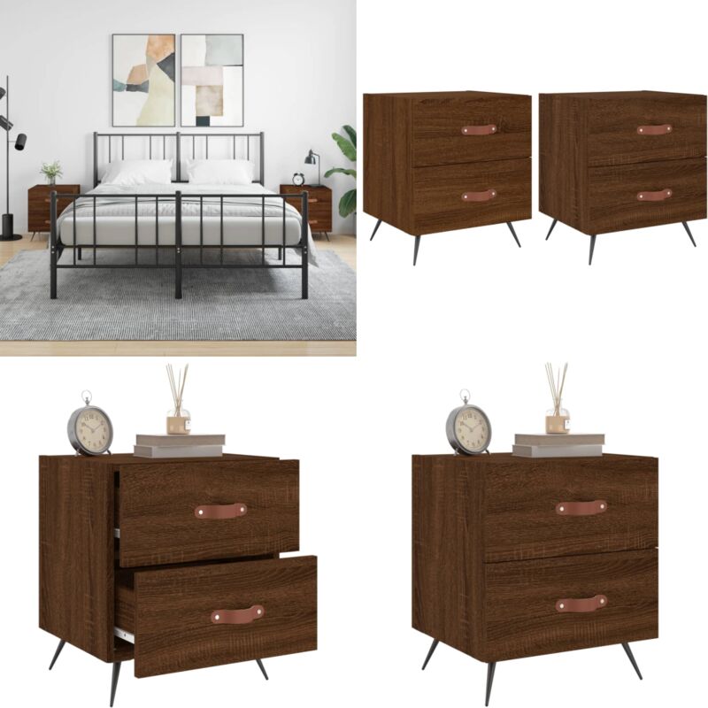 Tables de chevet 2 pcs chêne marron 40x35x47,5 cm - Table De Chevet - Meuble De Chambre - Armoire De Chevet - Commode - Design Moderne - Home & Living
