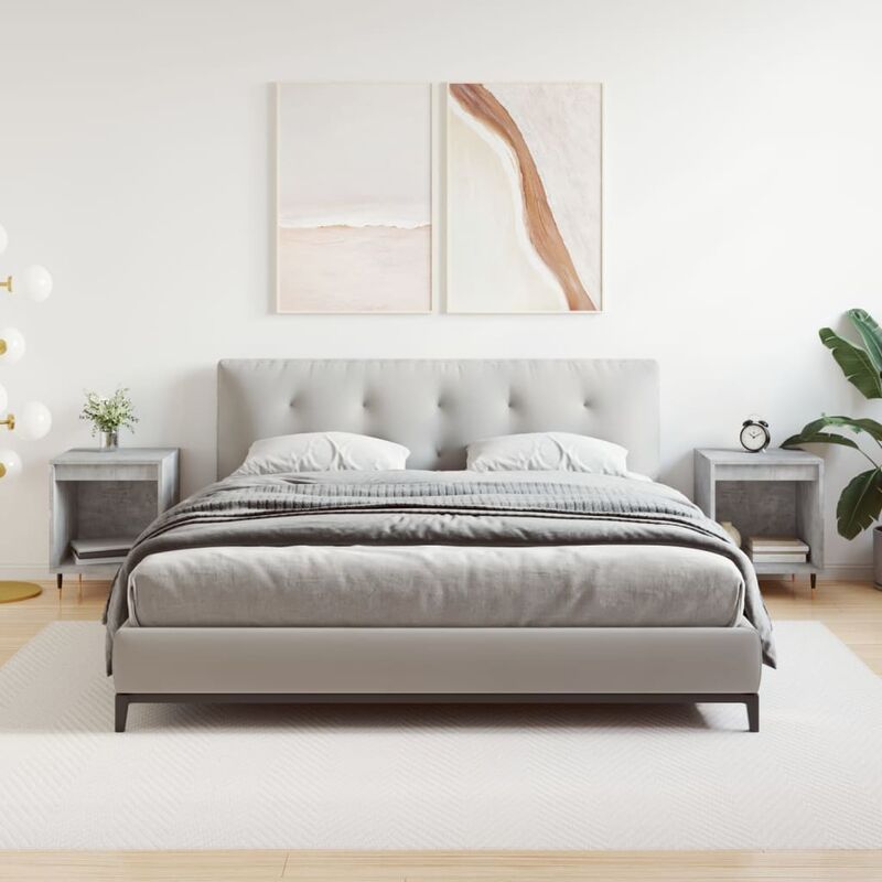 Tables de chevet 2 pcs gris béton 40x35x50 cm bois d'ingénierie