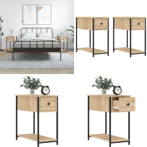 Tables de chevet 2 pcs chêne sonoma 30x60x60 cm bois ingénierie - Table De Chevet - Commode - Meuble De Chambre - Armoire De Chevet - Mobilier - Home & Living