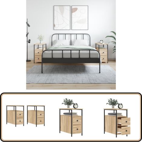 Tables de chevet 2 pcs chêne sonoma 30x60x60 cm bois ingénierie - Table De Chevet - Commode - Meuble De Chambre - Mobilier - Décoration Intérieure