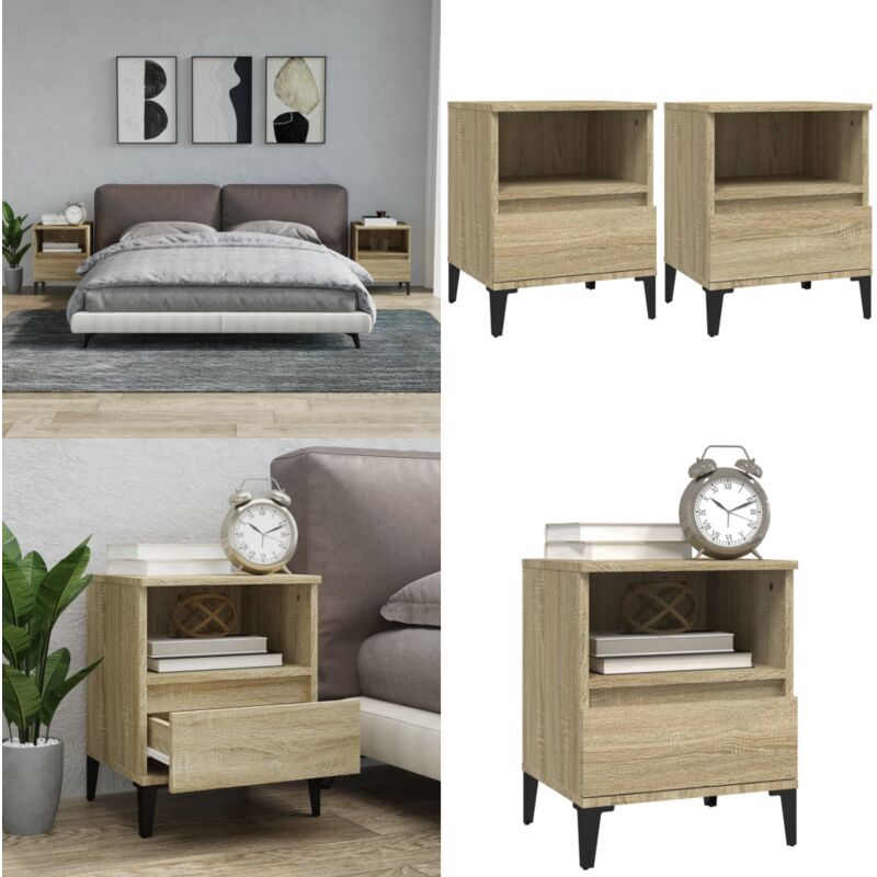Tables de chevet 2 pcs Chêne sonoma 40x35x50 cm - Table De Chevet - Meuble De Rangement - Commode - Armoire D'appoint - Mobilier Chambre - Home &