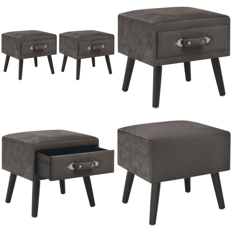 Tables de chevet 2 pcs Gris 40x35x40 cm Velours - Table De Chevet - Meubles De Chambre - Table Nuit - Mobilier Moderne - Meuble En Velours - Home &