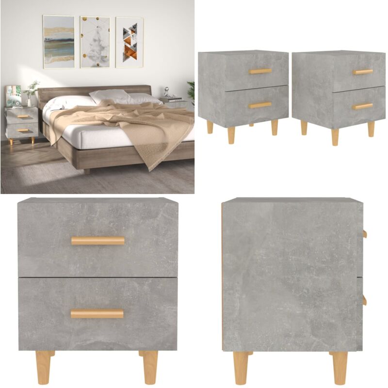 Tables de chevet 2 pcs Gris béton 40x35x47,5 cm - Table De Chevet - Meuble Chambre - Design Scandinave - Table Nuit - Tiroir - Home & Living