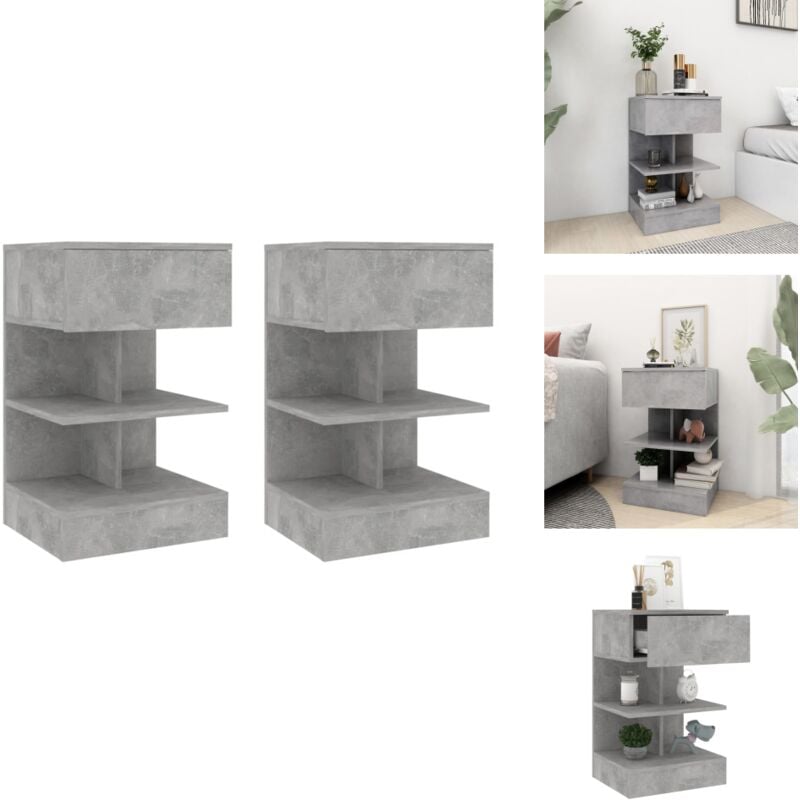 Tables de chevet 2 pcs Gris béton 40x35x65 cm - Table De Chevet - Meuble De Chambre - Table Nuit - Mobilier Design - Table Basse