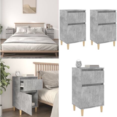 Tables de chevet 2 pcs gris béton 40x35x70 cm - Table De Chevet - Meuble De Chambre - Mobilier Intérieur - Commode - Armoire D'appoint - Home & Living