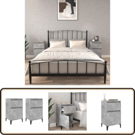 Tables de chevet 2 pcs gris béton 40x35x70 cm - Table De Chevet - Meuble De Chambre - Table Nuit - Mobilier Moderne - Meubles En Bois