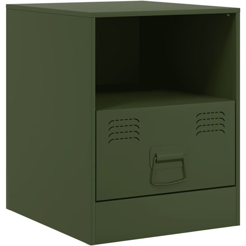 Vidaxl - Table de chevet vert olive 34,5x39x44 cm acier
